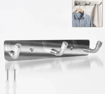 Stainless Steel Wall Mounted Coat Hook Rack – 3 Durable Hooks