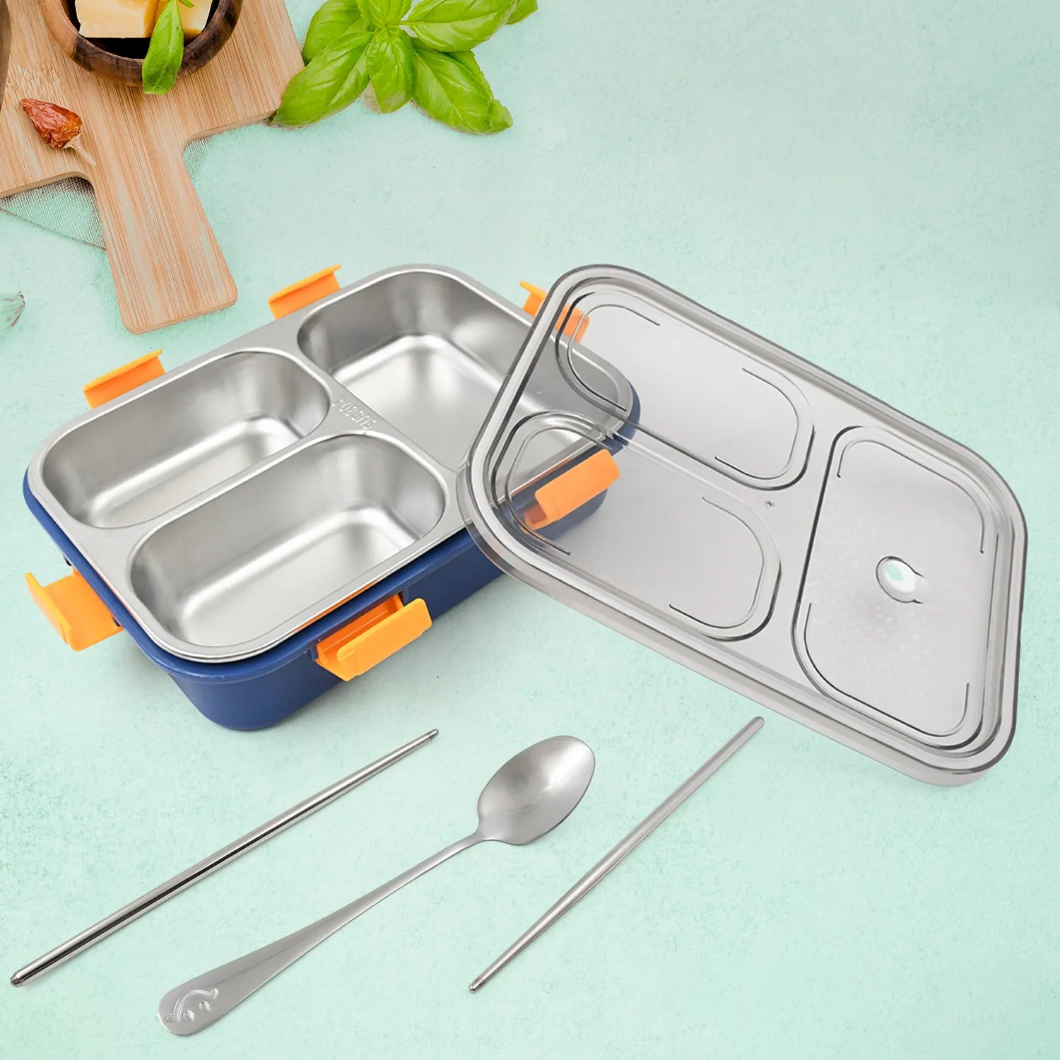 Premium Stainless Steel Lunch Box – 3 Compartment, Leak-Proof | Lunchie Bunchie - Buy Online at Alikart