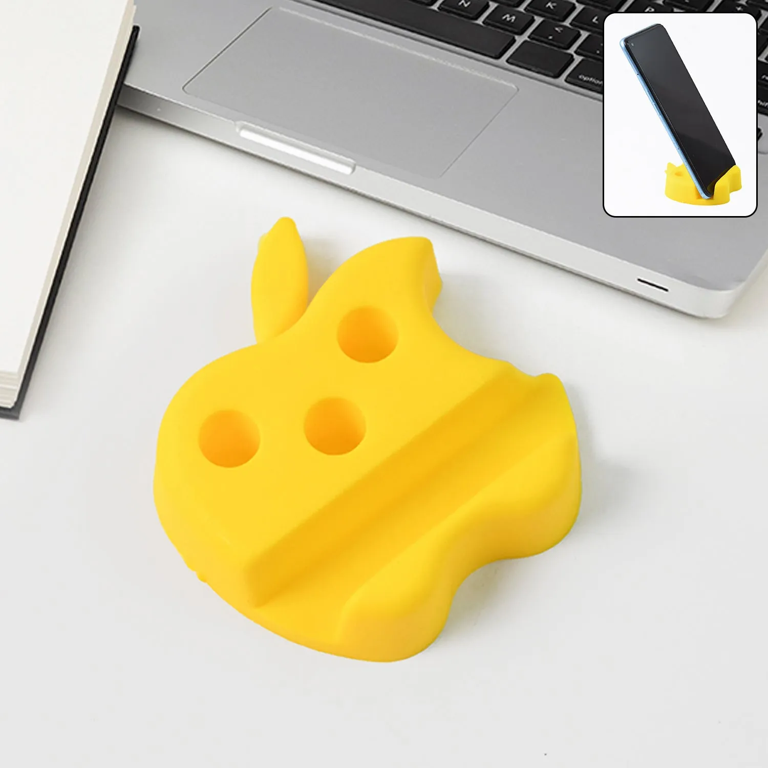 Mobile Stand with Pen Holder – Apple-Shaped Desk Organizer 3 Pc - Detailed Feature View 3