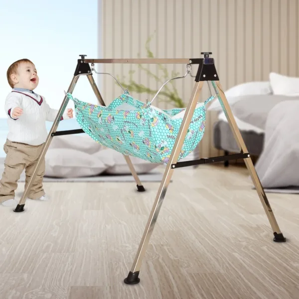 Baby Cradle Ghodiyu – Portable Stainless Steel Folding Swing Stand