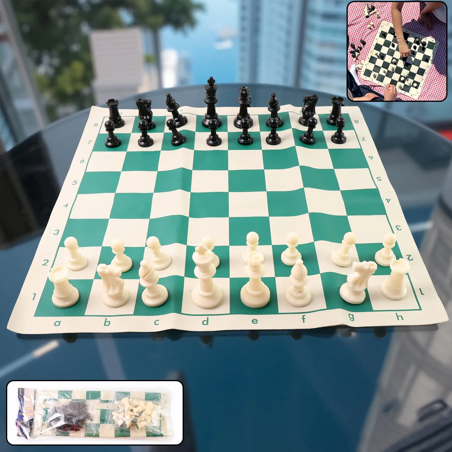 Premium Portable Chess Set – Big, Foldable, Travel-Friendly Vinyl Board - Buy Online at Alikart