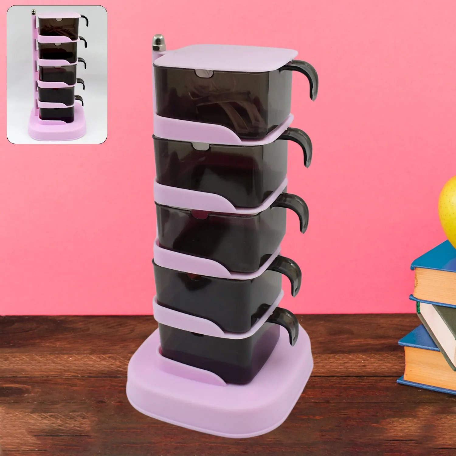 Premium Rotating Spice Rack – 5-Section Vertical Organizer | Lunchie Bunchie - Buy Online at Alikart
