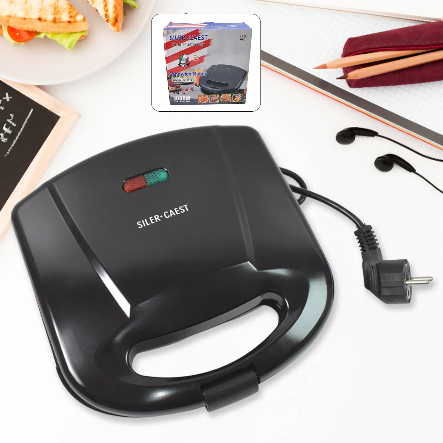 Premium Sandwich Maker Non-Stick Plates – Easy Use with Indicator Lights - Buy Online at Alikart
