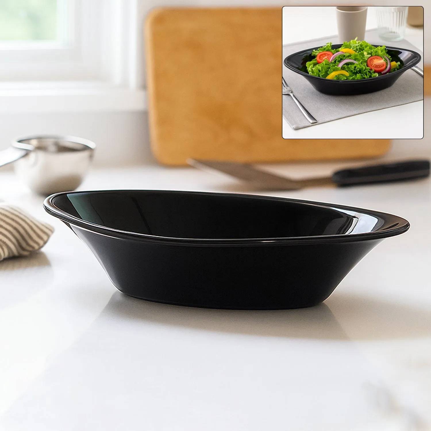 Premium Black Plastic Marin Serving Bowl – Oval Deep and Durable - Buy Online at Alikart
