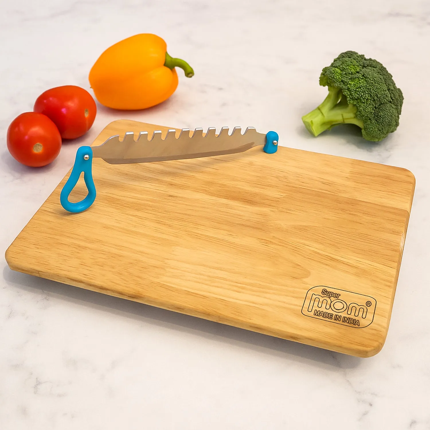 Premium Wooden Cutting Board with Ergonomic Knife – Durable & Compact Set - Buy Online at Alikart