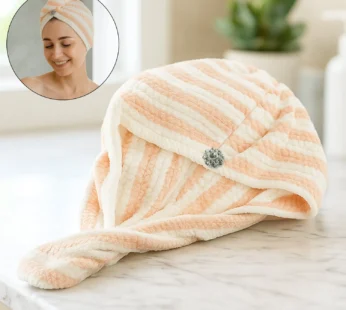 Microfiber Hair Drying Towel Wrap – Soft & Fast-Drying with Teddy Bear Button