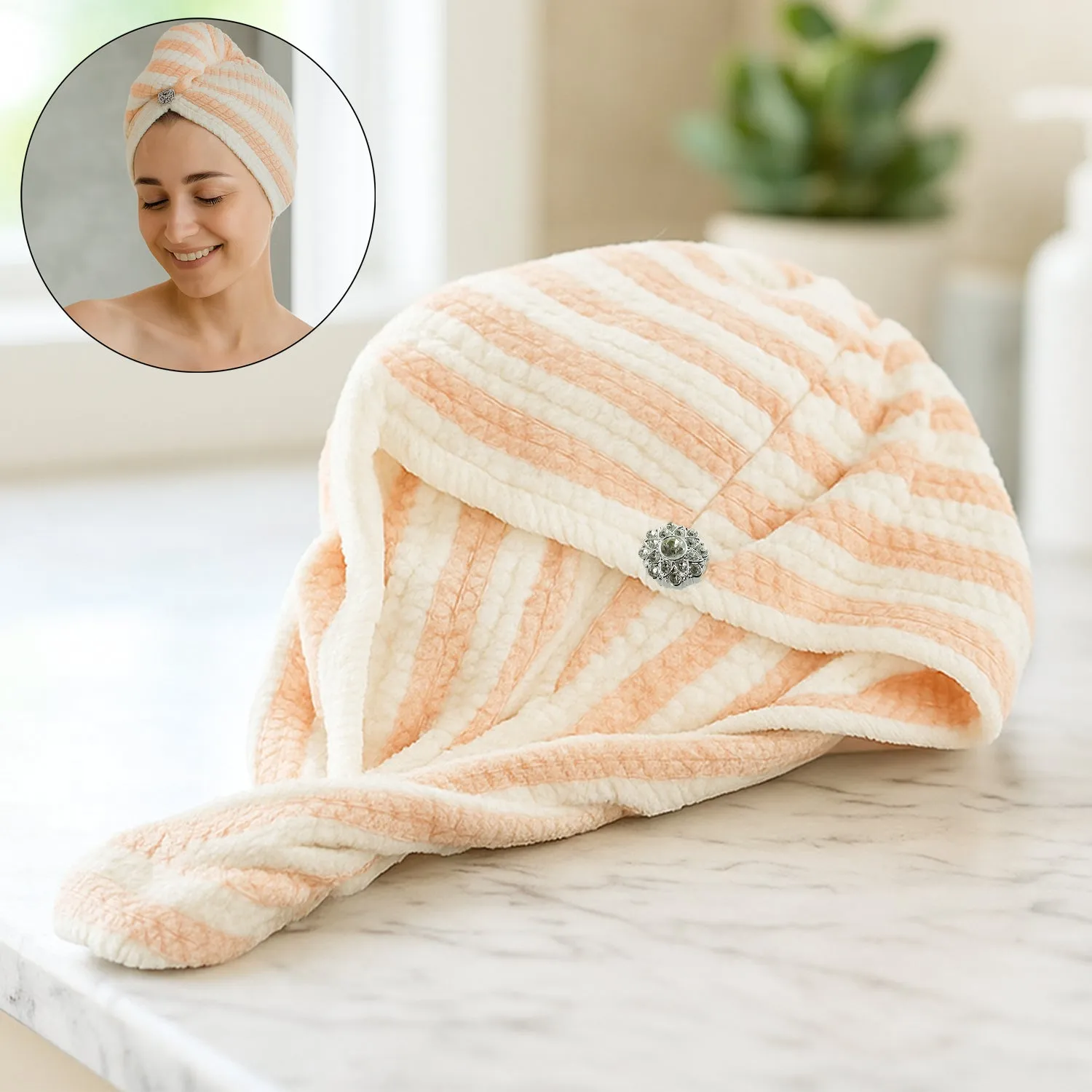 Premium Microfiber Hair Drying Towel Wrap – Soft & Fast-Drying with Teddy Bear Button - Buy Online at Alikart