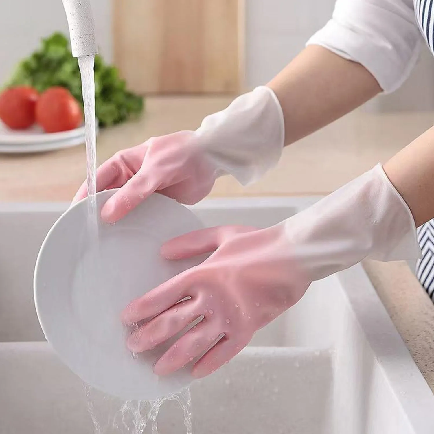 Large Waterproof Cleaning Gloves – Durable Reusable Rubber Pair - Detailed Feature View 4