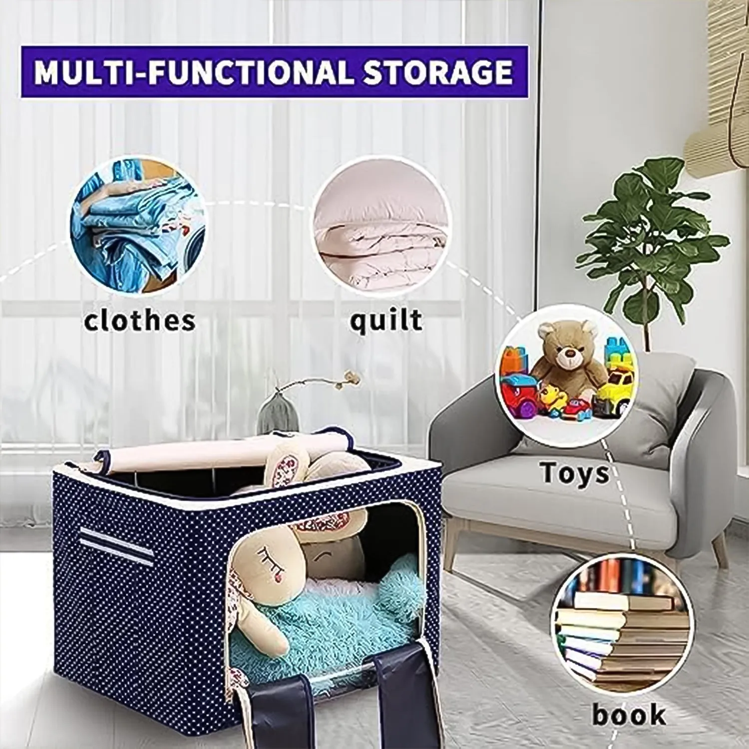 Foldable Steel-Frame Clothes Storage Box – Dust-Proof Organizer - Detailed Feature View 3