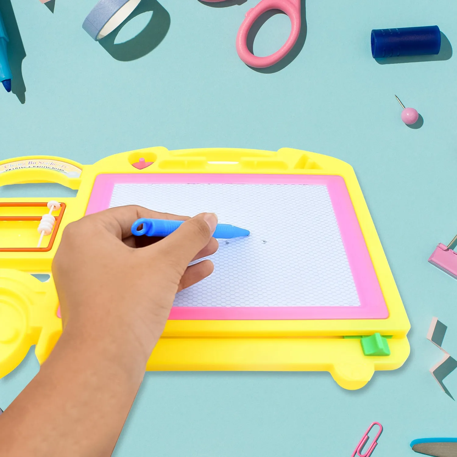 Kids Drawing Board – Bus Shape Erasable Slate | Inventive Play - Detailed Feature View 2