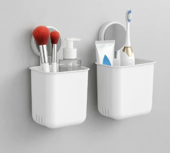Wall Mounted Bathroom Organizer Cups for Space Saving and Decluttering