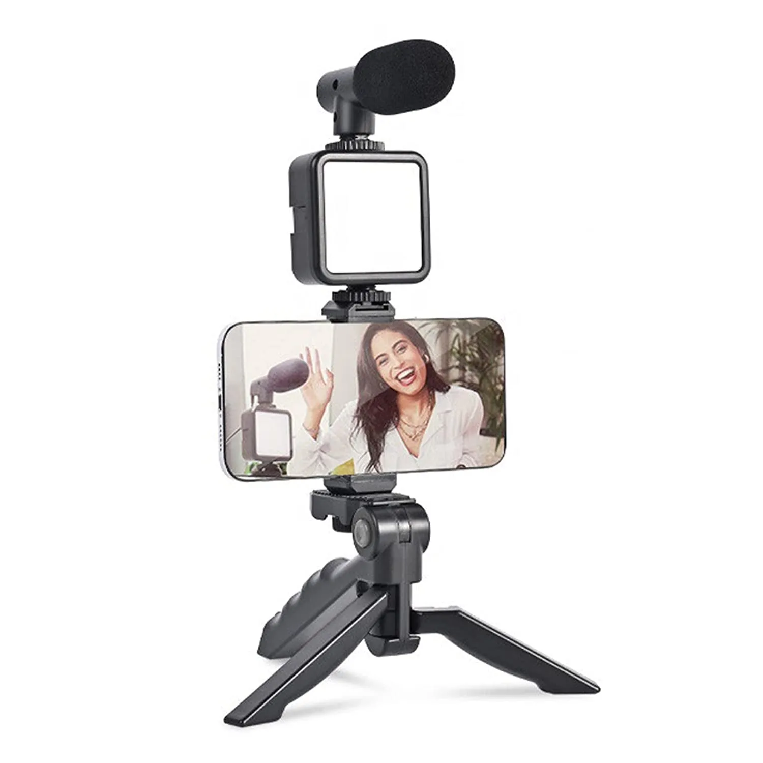 Premium Vlogging Kit – Mini Tripod, Mic & LED Light for Video Making | Mobiléon - Buy Online at Alikart