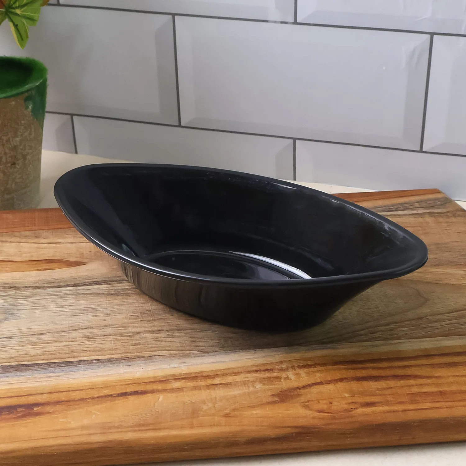Black Plastic Marin Serving Bowl – Oval Deep and Durable - Detailed Feature View 6