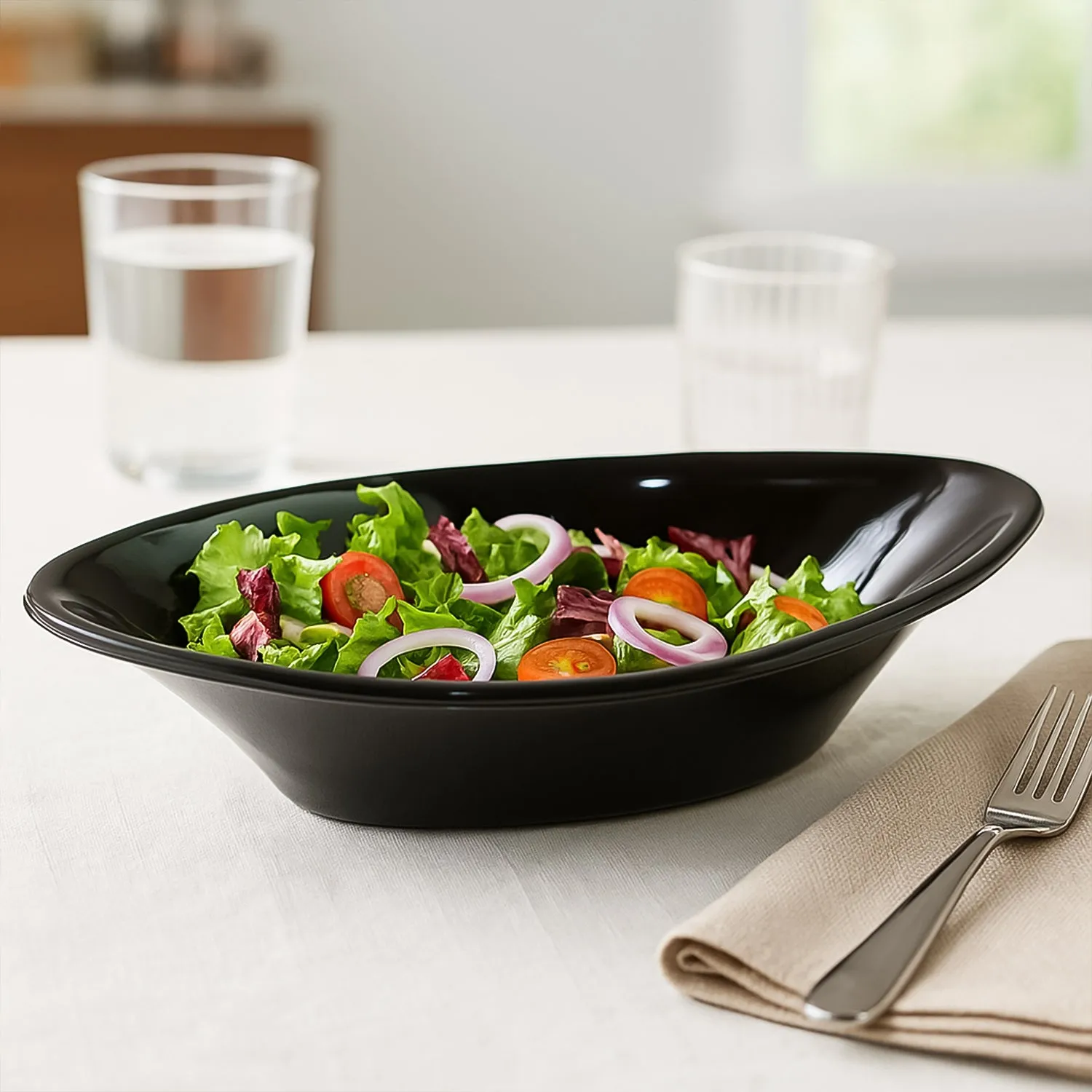 Black Plastic Marin Serving Bowl – Oval Deep and Durable - Detailed Feature View 2