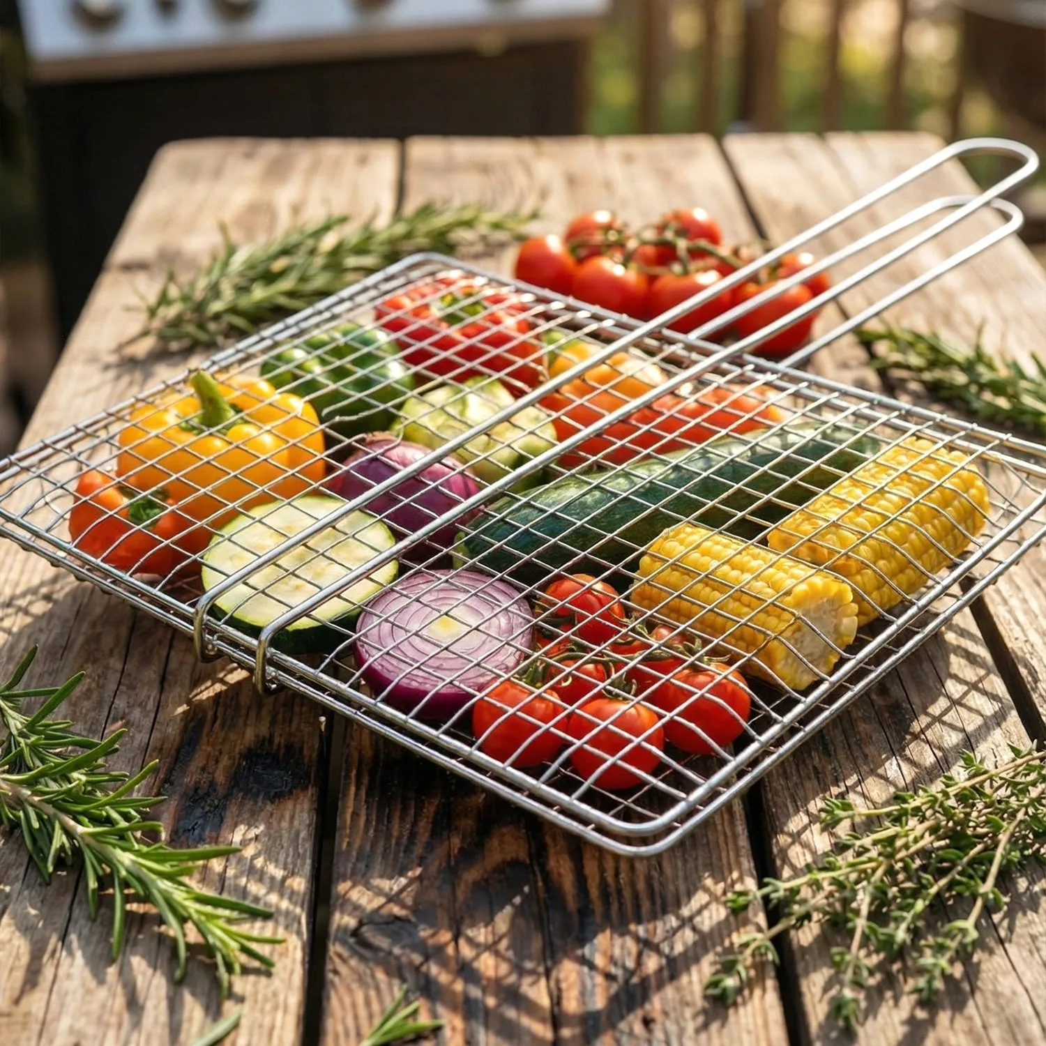 Heavy-Duty Stainless Steel BBQ Grill Basket – Long Handle & Durable Construction - Detailed Feature View 4