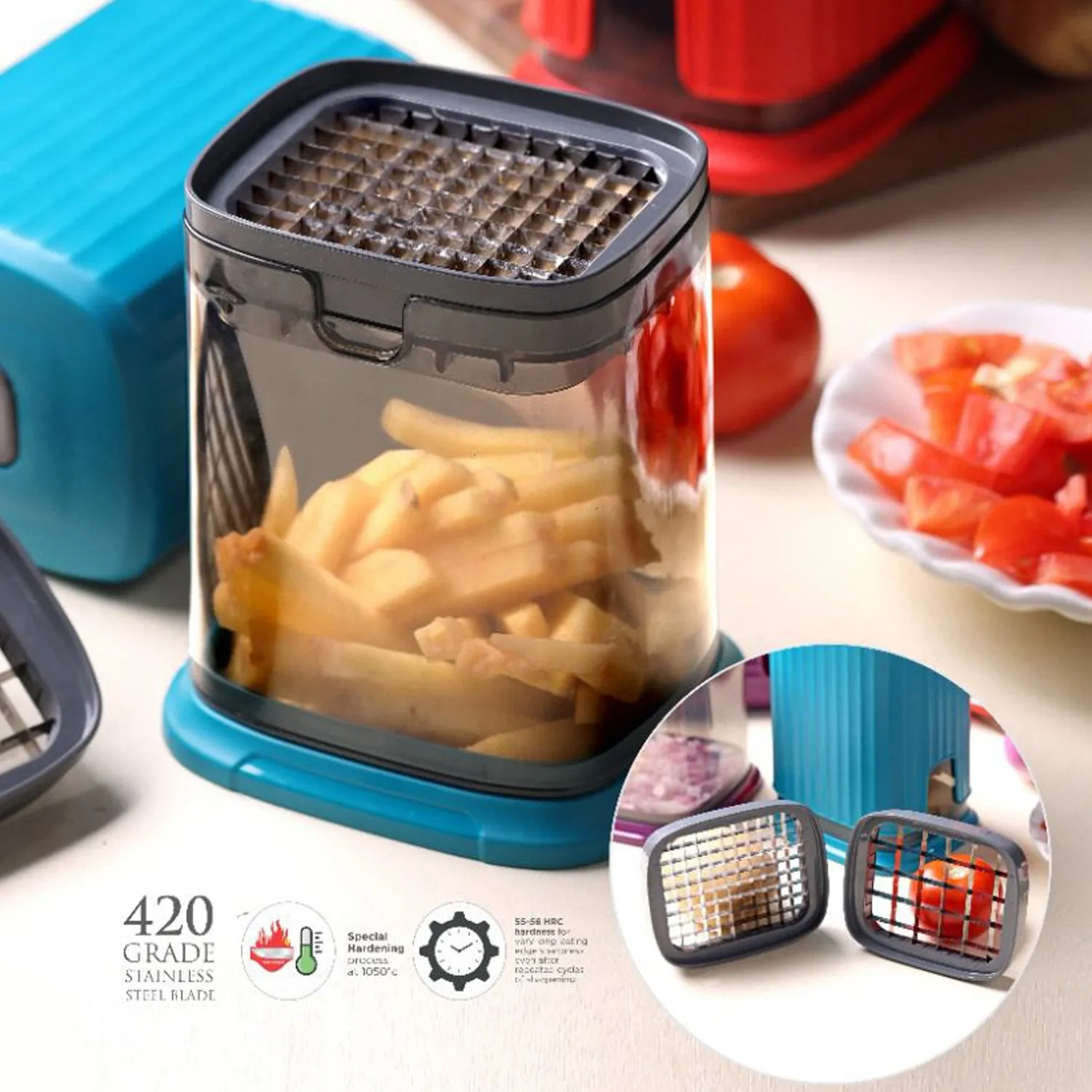 Onion Chopper – Multipurpose Manual Press with Storage Box - Detailed Feature View 5