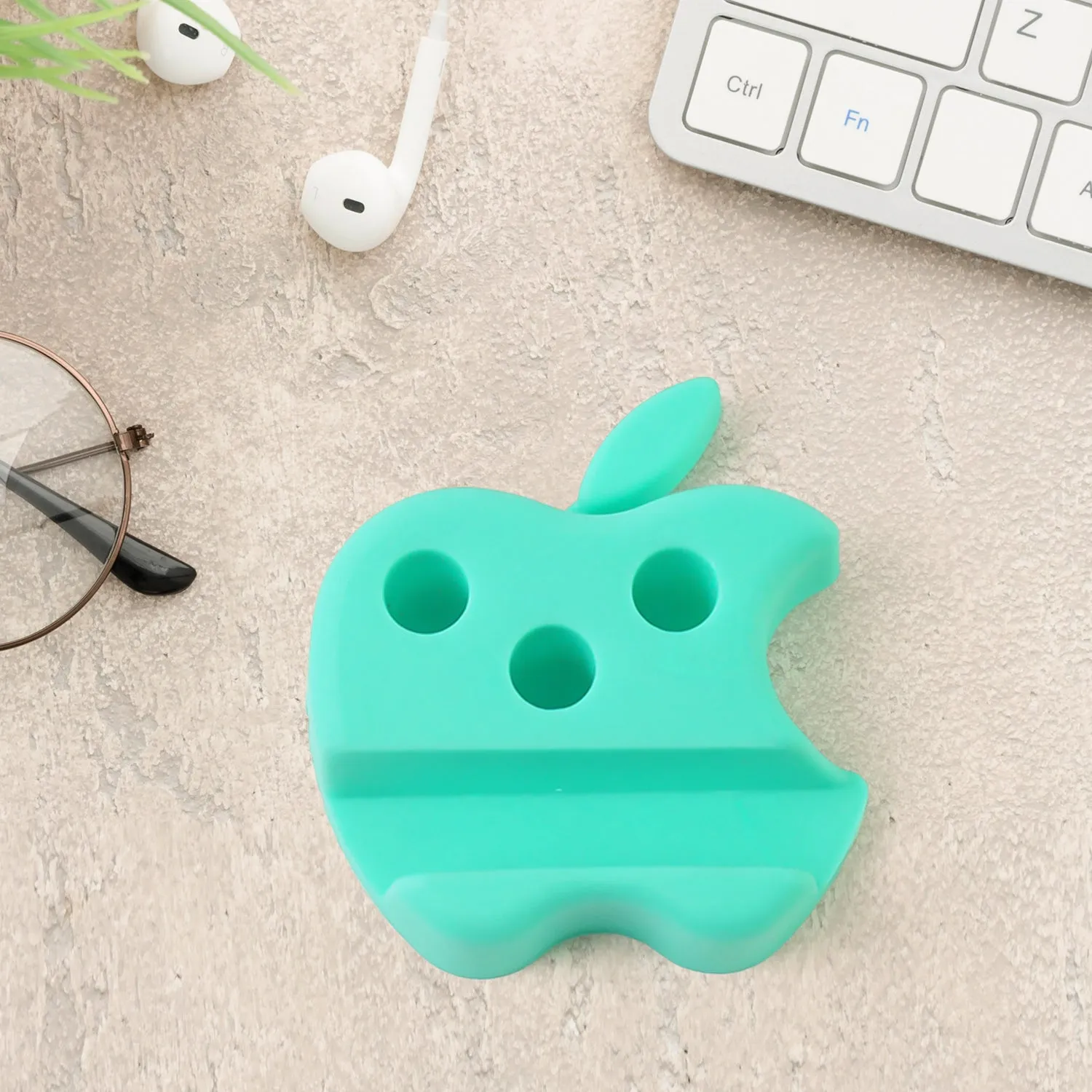 Mobile Stand with Pen Holder – Apple-Shaped Desk Organizer 3 Pc - Detailed Feature View 7