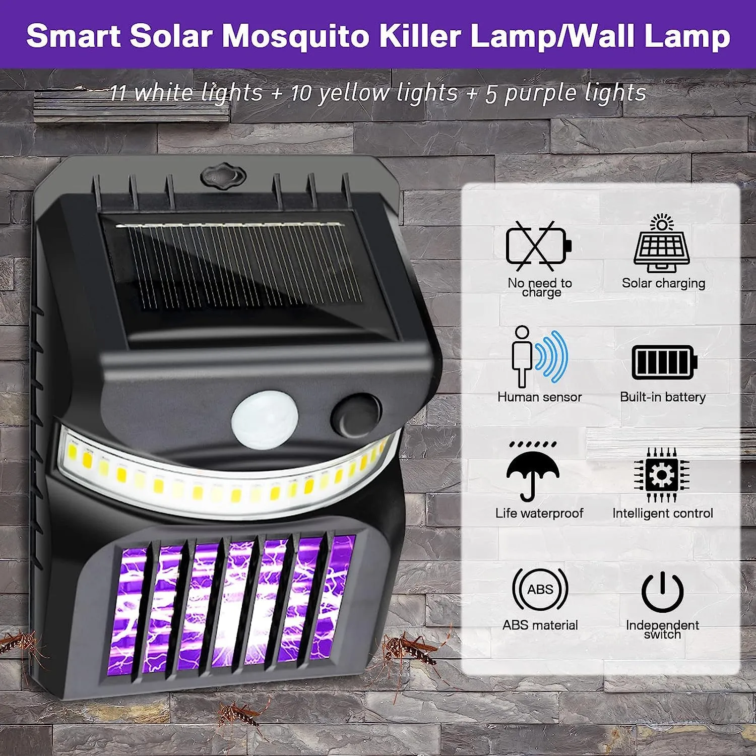 Solar Bug Zapper – 2-in-1 Motion Sensor Light | Garden Vera - Detailed Feature View 2