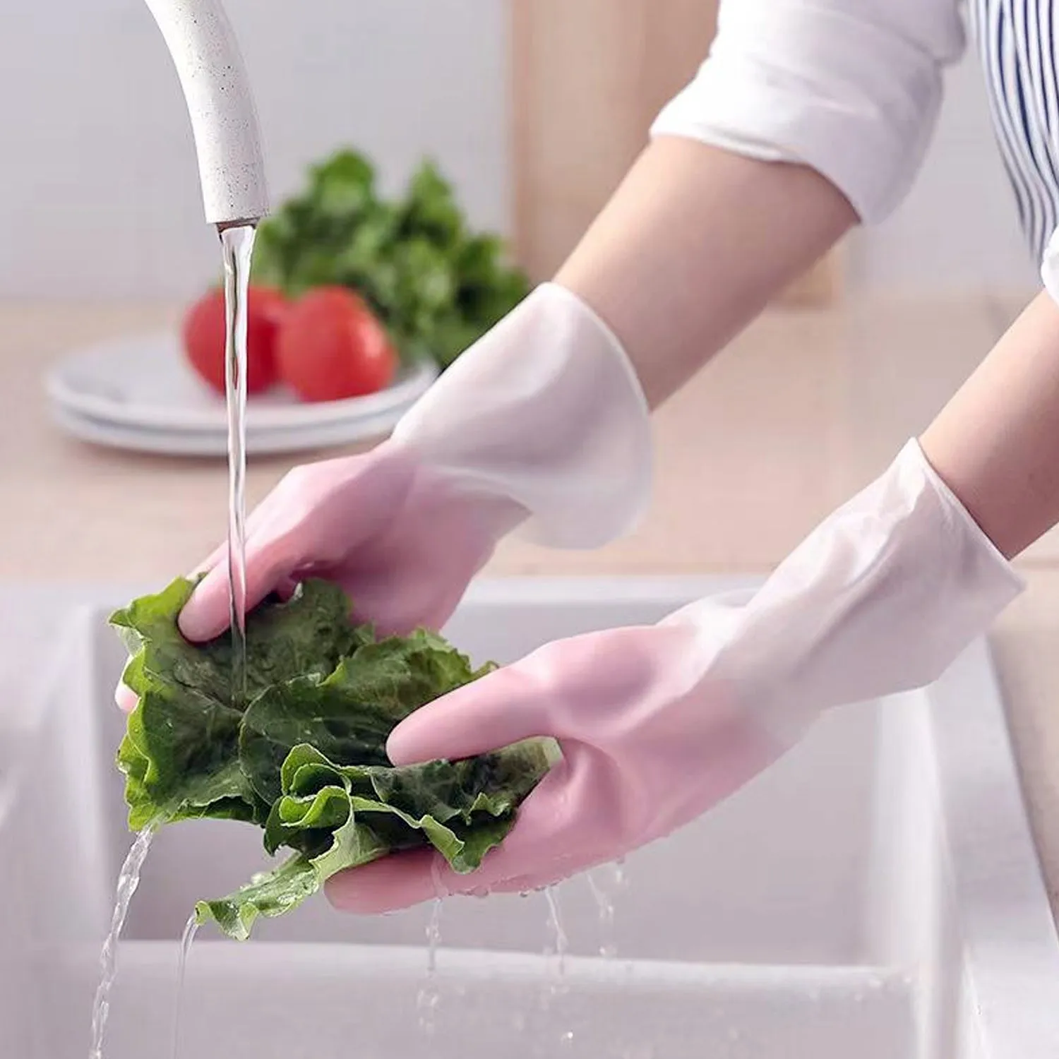Large Waterproof Cleaning Gloves – Durable Reusable Rubber Pair - Detailed Feature View 5
