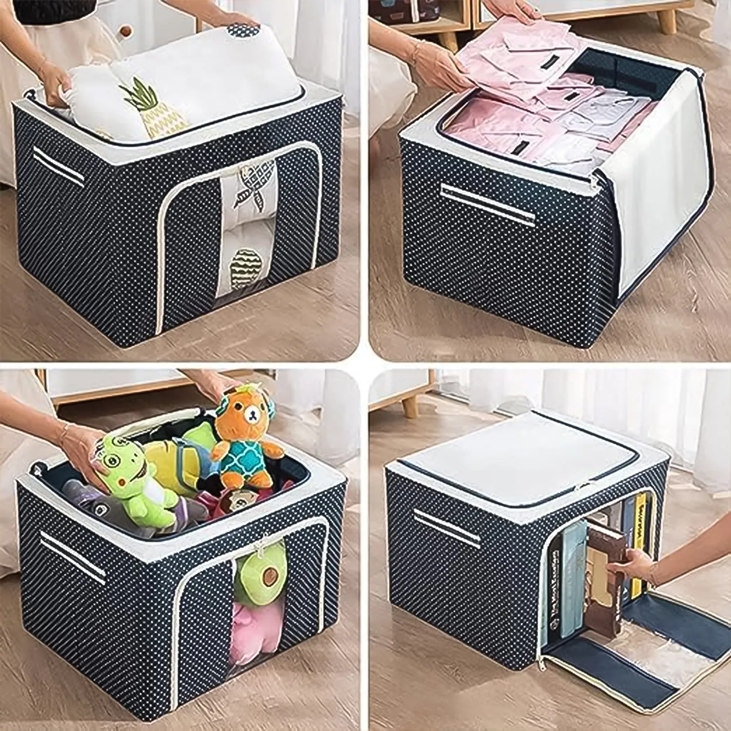 Foldable Steel-Frame Clothes Storage Box – Dust-Proof Organizer - Detailed Feature View 2