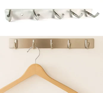 Stainless Steel Coat Hook Rack – 5-Hook Durable Wall Organizer