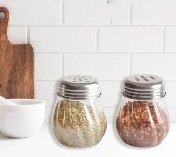 Oregano & Chilli Flakes Dispenser Set – 2 Pcs Spice Shakers with Stainless Steel Lid