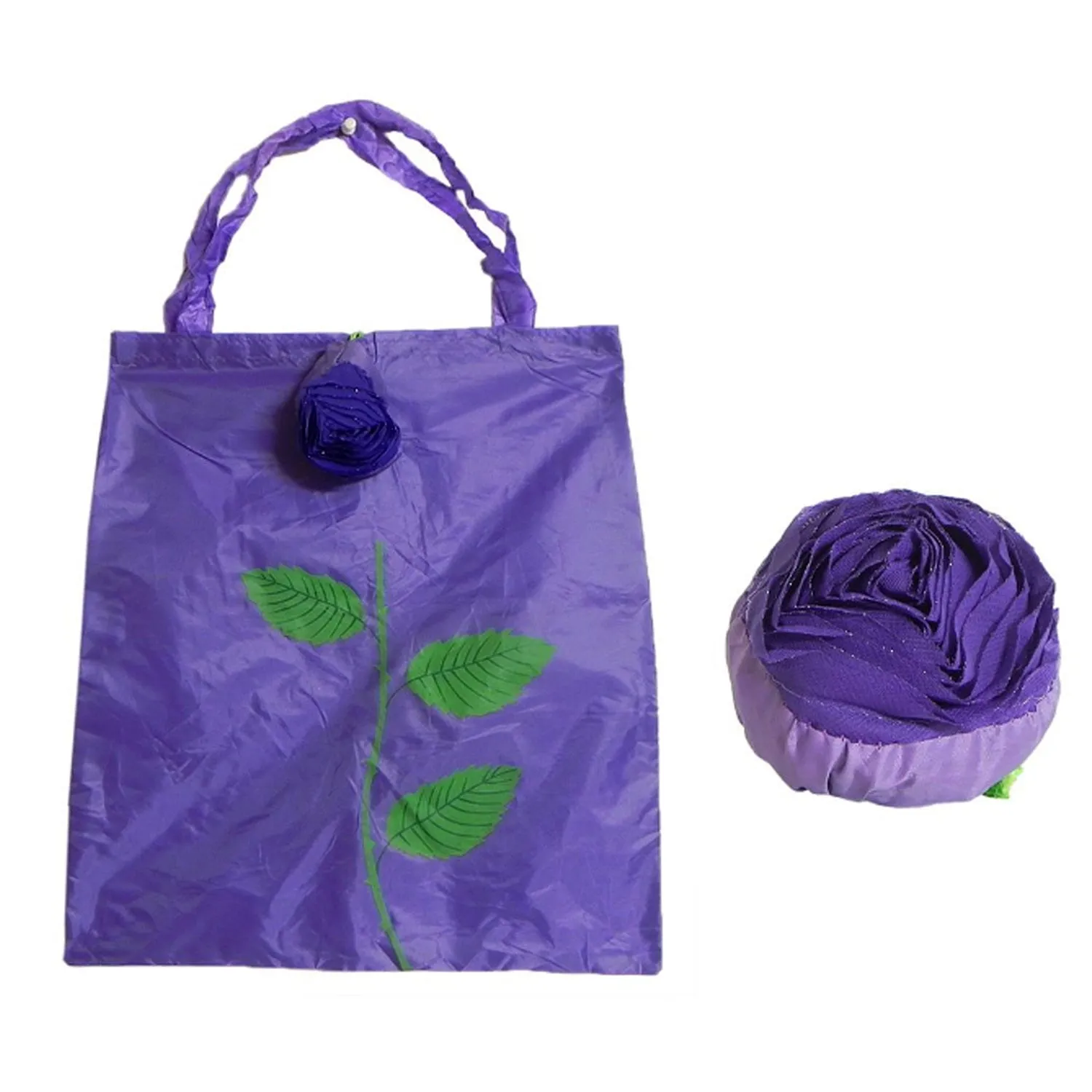 Foldable Shopping Bag – Rose Design Reusable Eco Tote | Organivo - Detailed Feature View 5