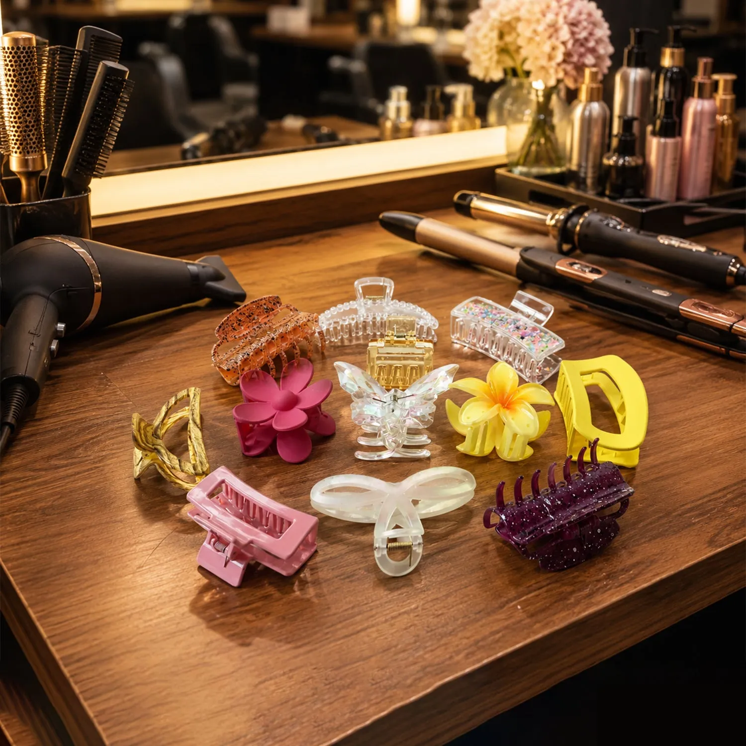 Plastic Stylish Flower Hair Clip Claw Clutcher Mix Design (1 Pc) - Detailed Feature View 9