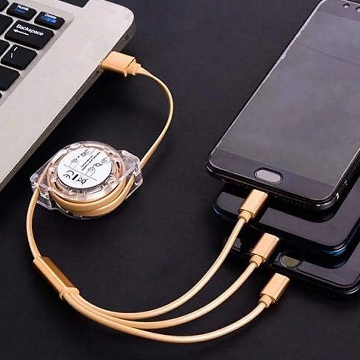 Premium Retractable 3-in-1 Charging Cable – Universal Multi-Device | Gambit - Buy Online at Alikart