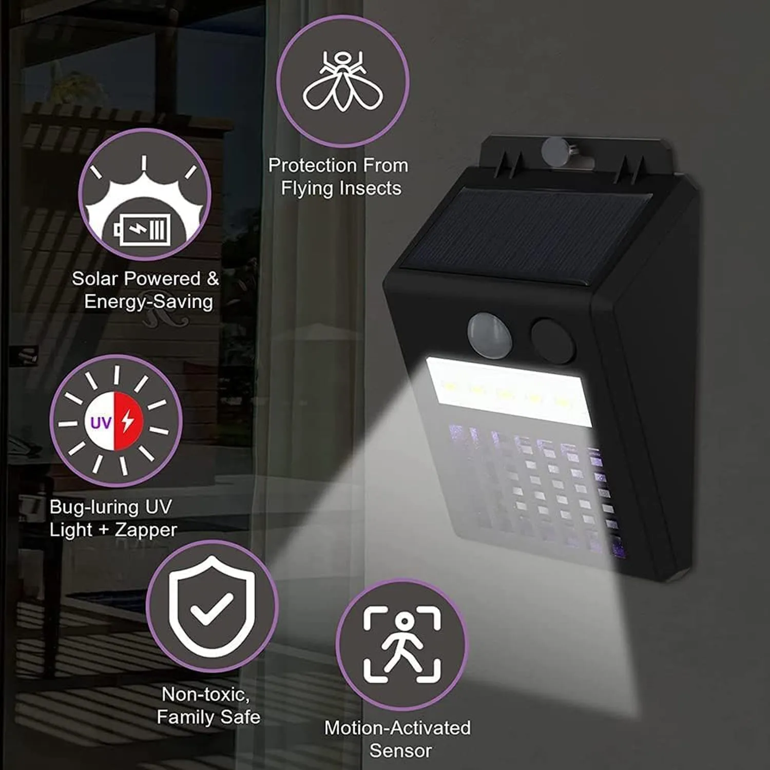 Solar Bug Zapper – 2-in-1 Motion Sensor Light | Garden Vera - Detailed Feature View 6
