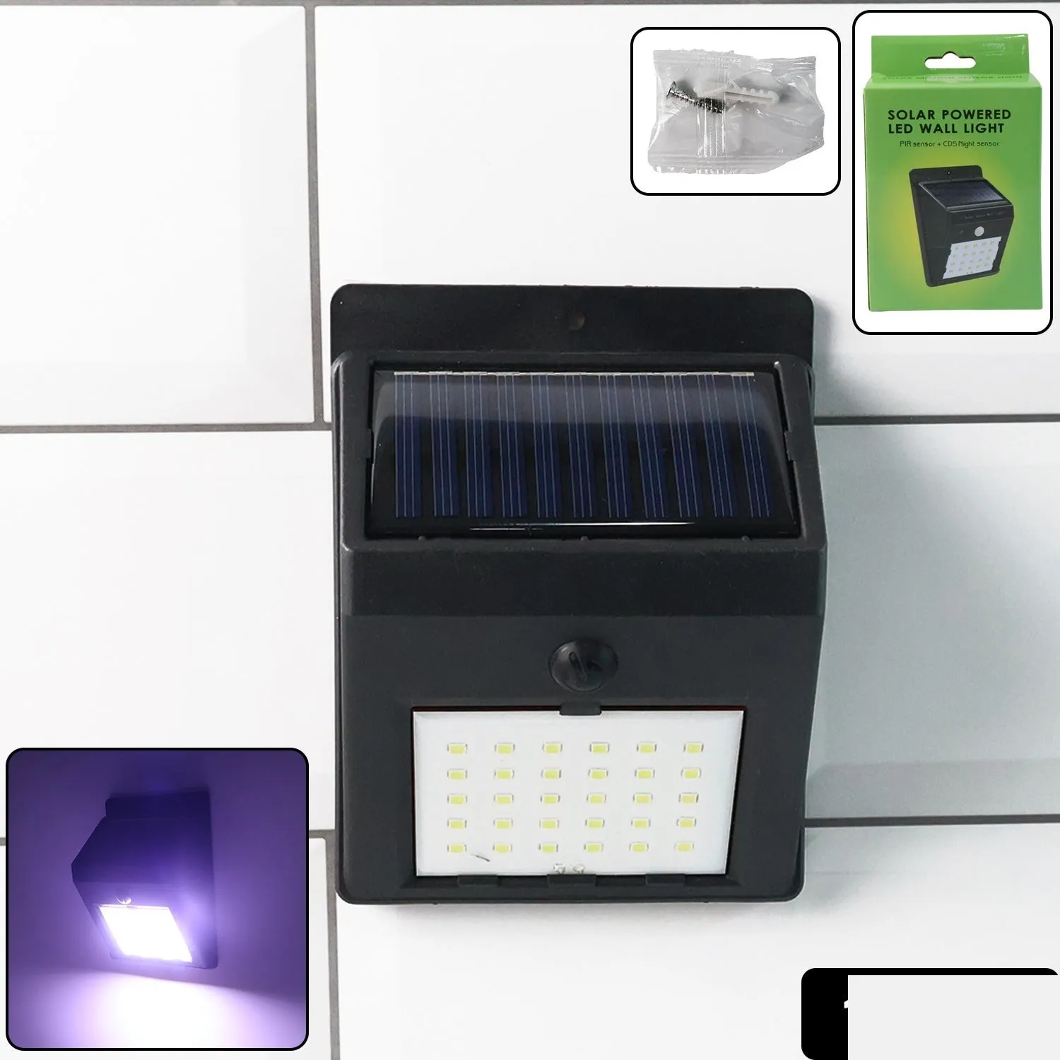 Solar Powered LED Wall Light – Motion Sensor Outdoor Security Lamp - Detailed Feature View 1