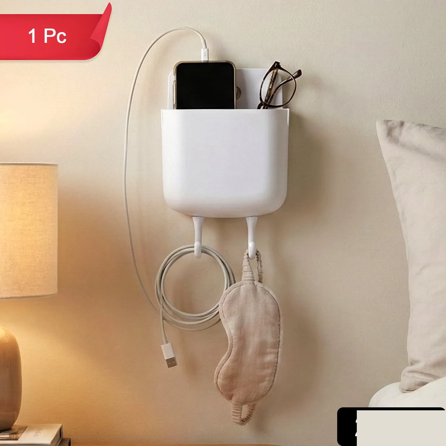 Wall Mounted Mobile Charging Holder – Space Saving Organizer - Detailed Feature View 1