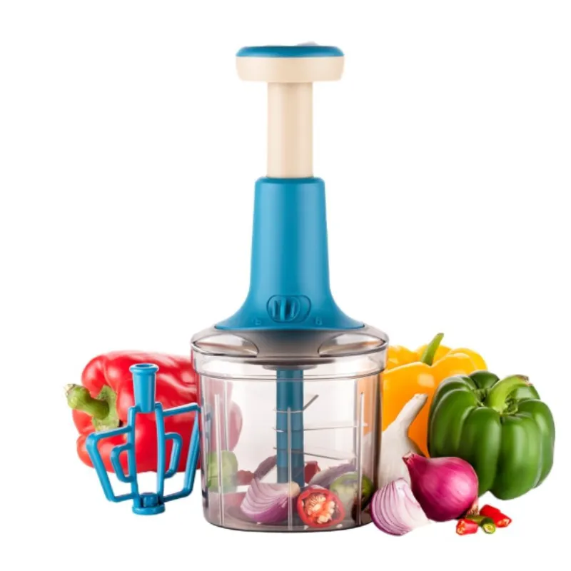 1000ml Super Fast Vegetable Chopper | Heavy Quality Manual Hand Press Chopper with Stainless Steel Blades (Random Color-Pack of 1)