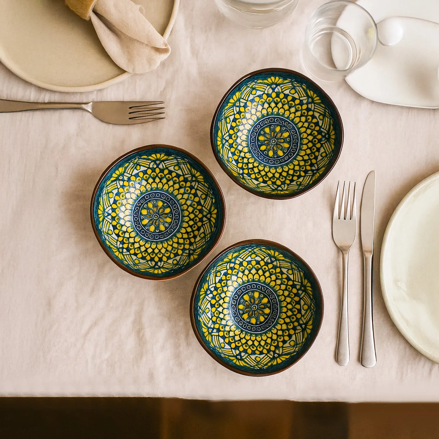 Premium 100Ml Yellow Bowl Set Of 3 - Buy Online at Alikart