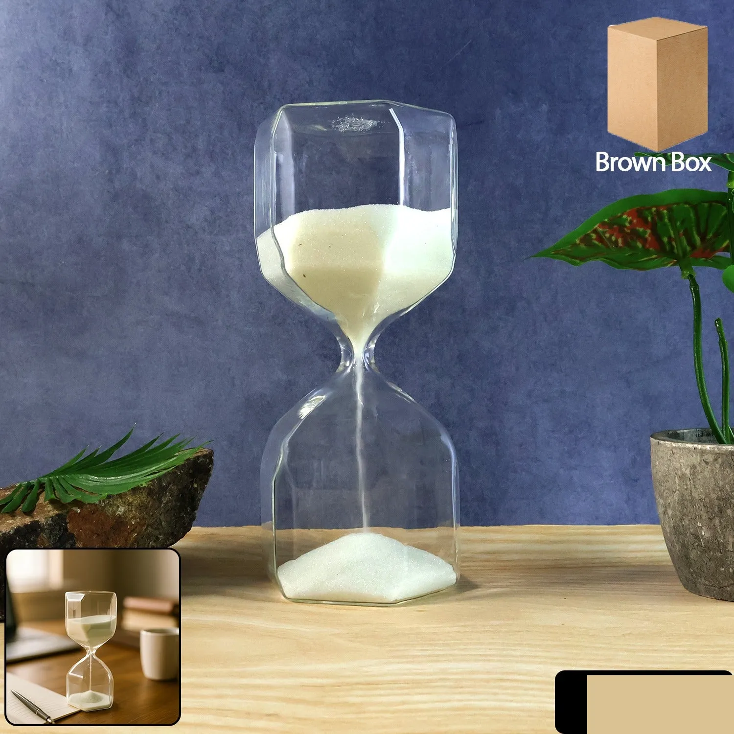 Glass Hourglass Timer – Elegant 2.5-Minute Visual Focus Timer - Detailed Feature View 1