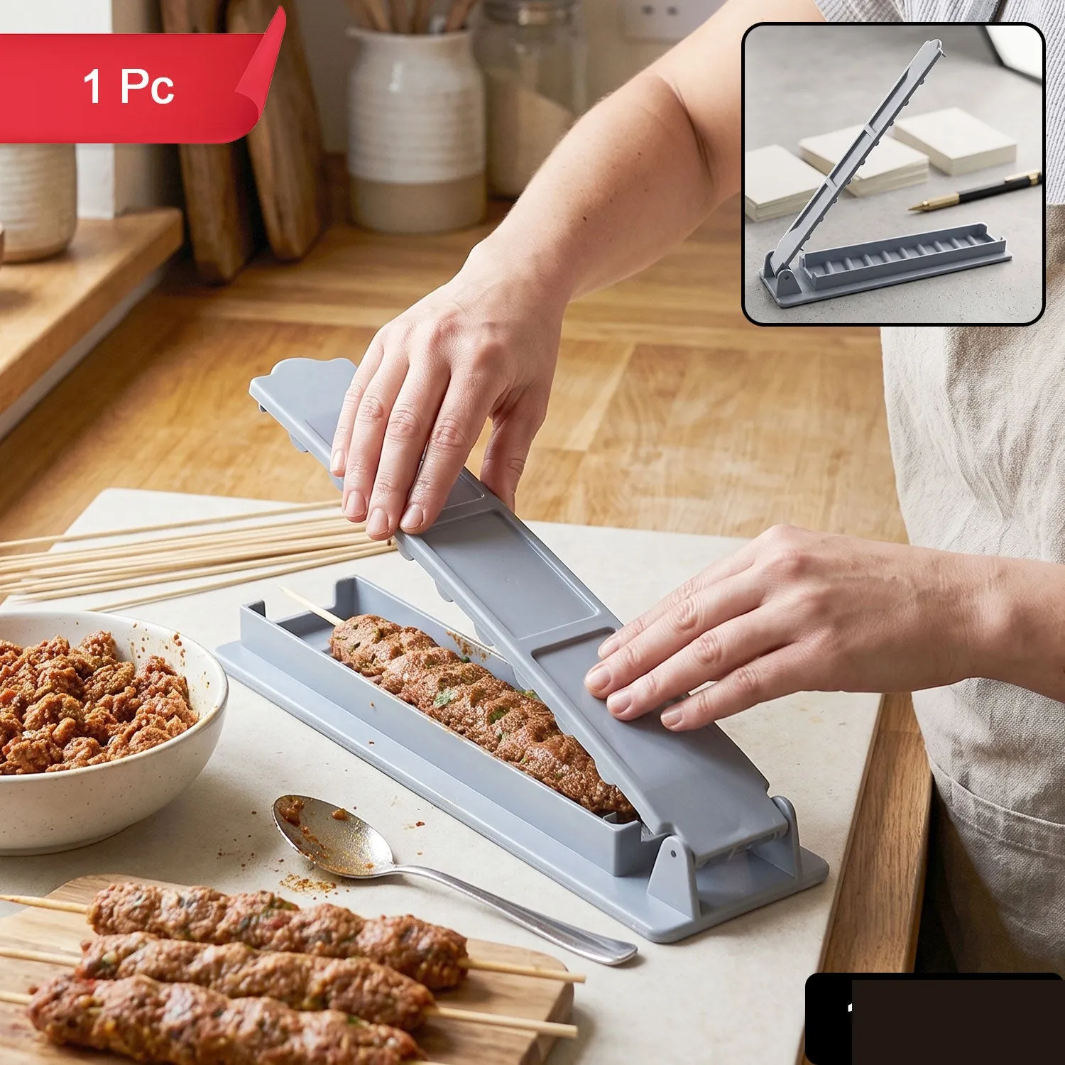 Plastic Meat Skewer Kebab Maker Seekh Kebab Mould BBQ Making Tool (1 Pc) - Detailed Feature View 1