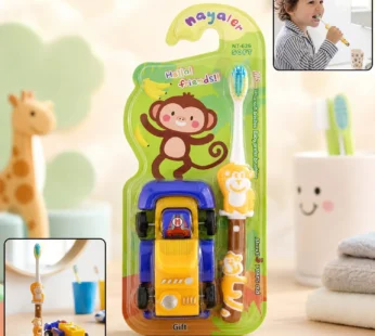 Kids Cartoon Toothbrush with Toy, Soft Bristle Children Brush (2 Pcs)