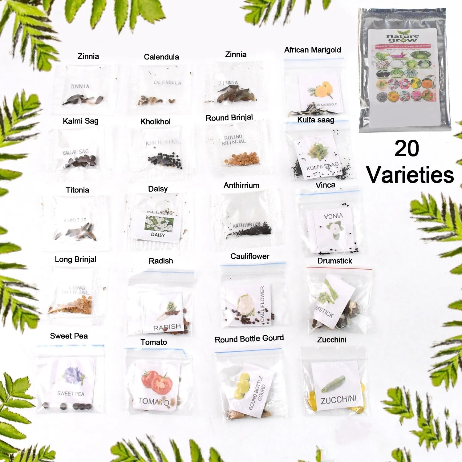 Premium Vegetable & Flower Seeds Combo – 20 Varieties for Home Garden - Buy Online at Alikart