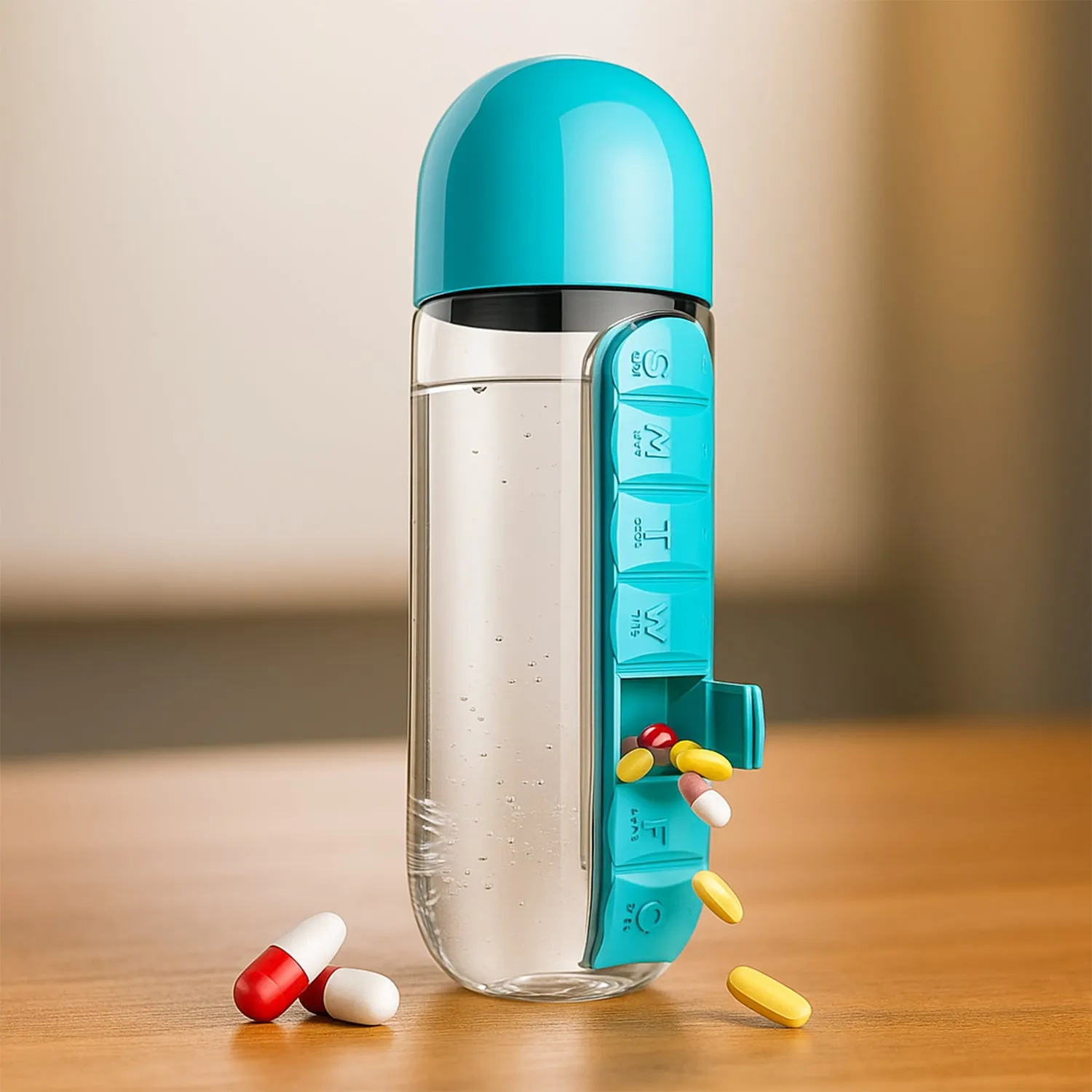 Premium Pill Organizer Water Bottle 600ml – Travel Friendly | Own Hydrate - Buy Online at Alikart