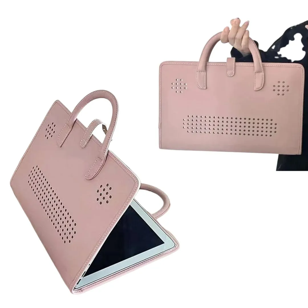 Premium Pink Laptop Protective Case – PU Leather Waterproof Laptop Bag with Handle, Notebook Carrying Case for Work & Travel (39×24 cm) - Buy Online at Alikart