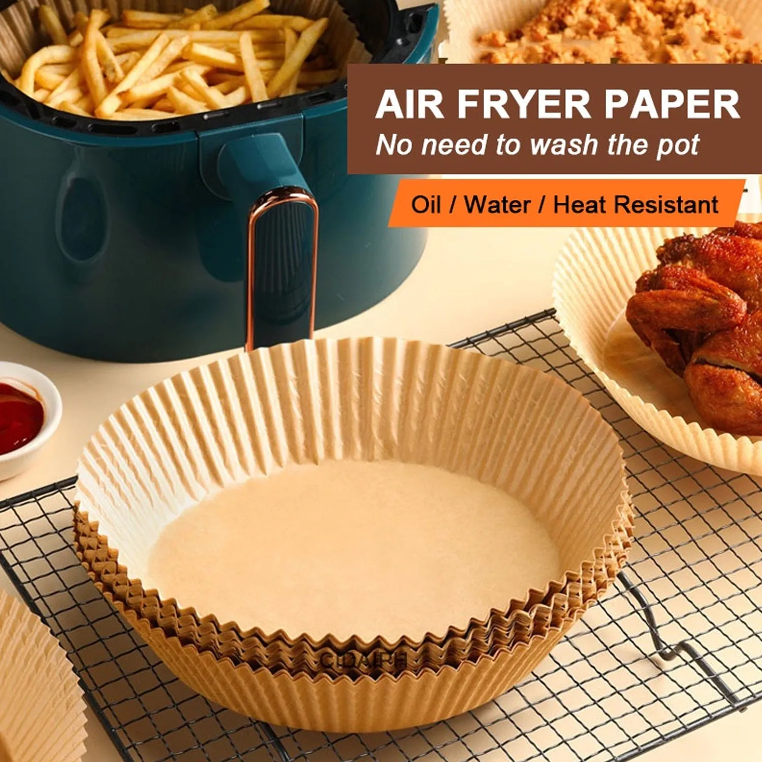 Air Fryer Liners – Round Disposable Parchment (50 Pcs) | Dabster - Detailed Feature View 7