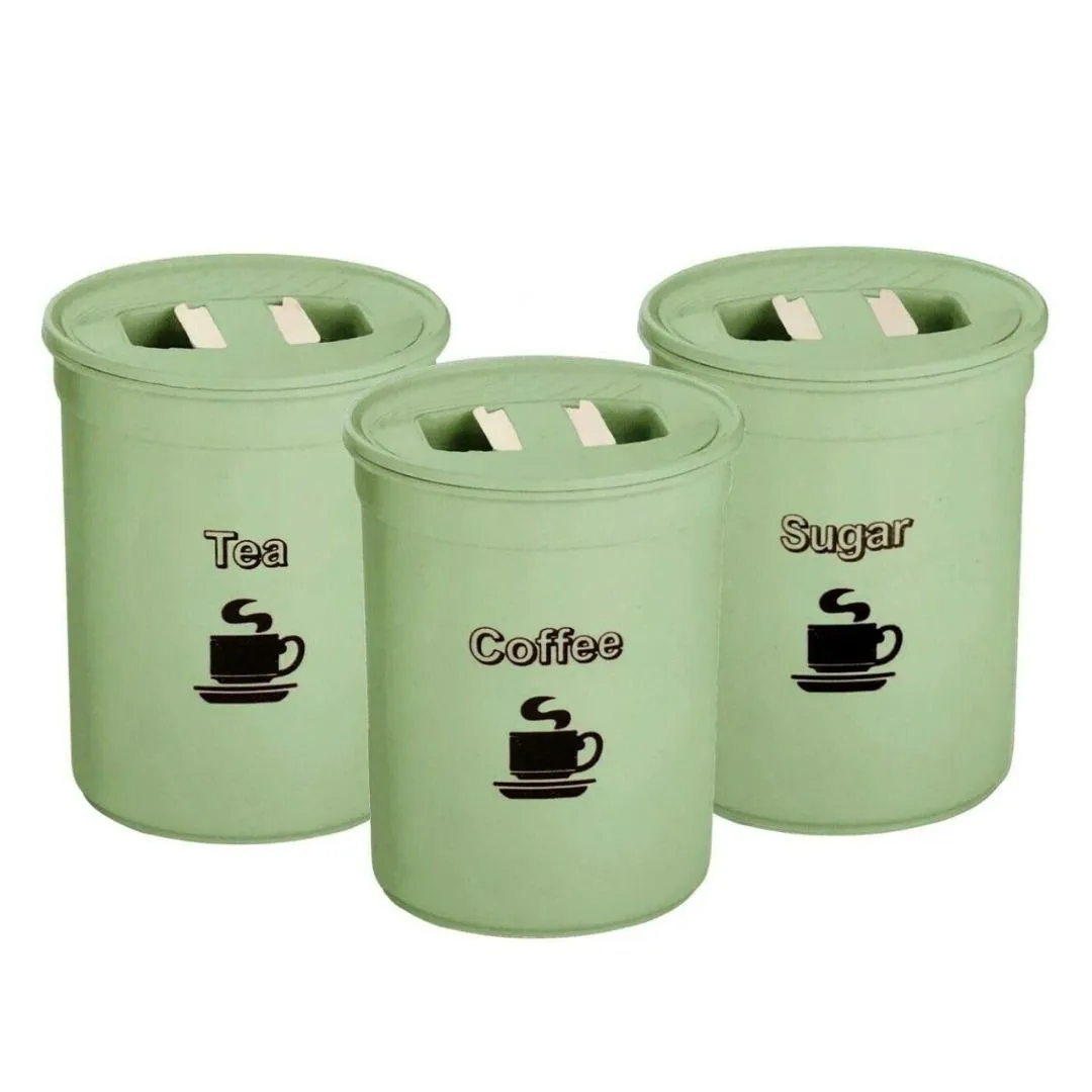 Premium Coffee, Sugar & Tea Container Set – 3 Air-Seal Plastic Storage Containers for Kitchen (Random Color) - Buy Online at Alikart