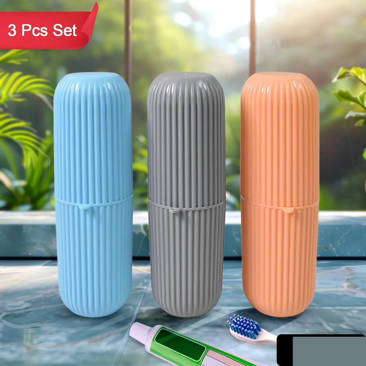 Travel Toothbrush Holder – 3 Pc Multicolor Kit | Konvex - Detailed Feature View 1