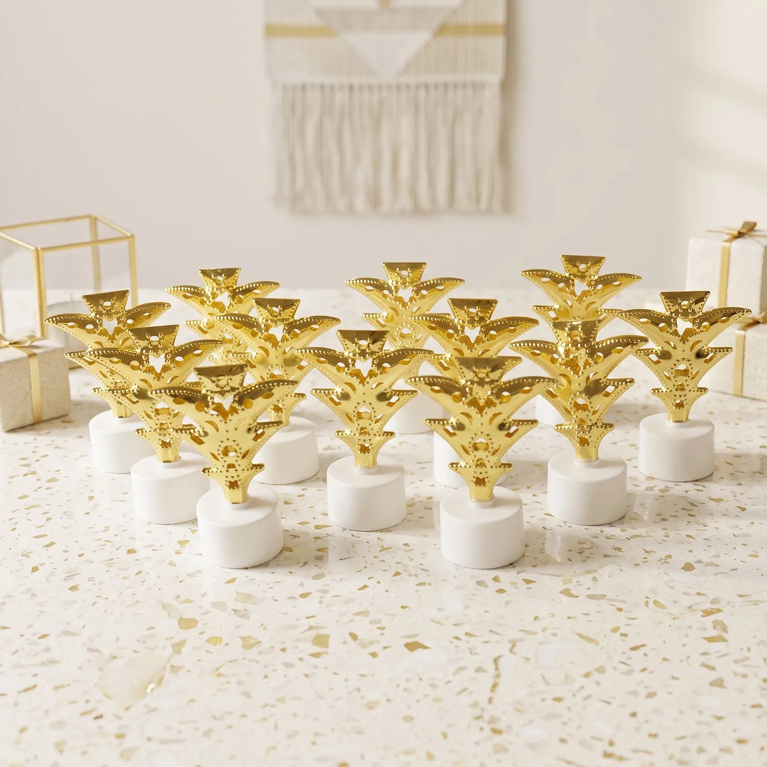 Golden Christmas Tree LED Tealight Candles for Home and Festive Decor (12 Pc Set) - Detailed Feature View 2