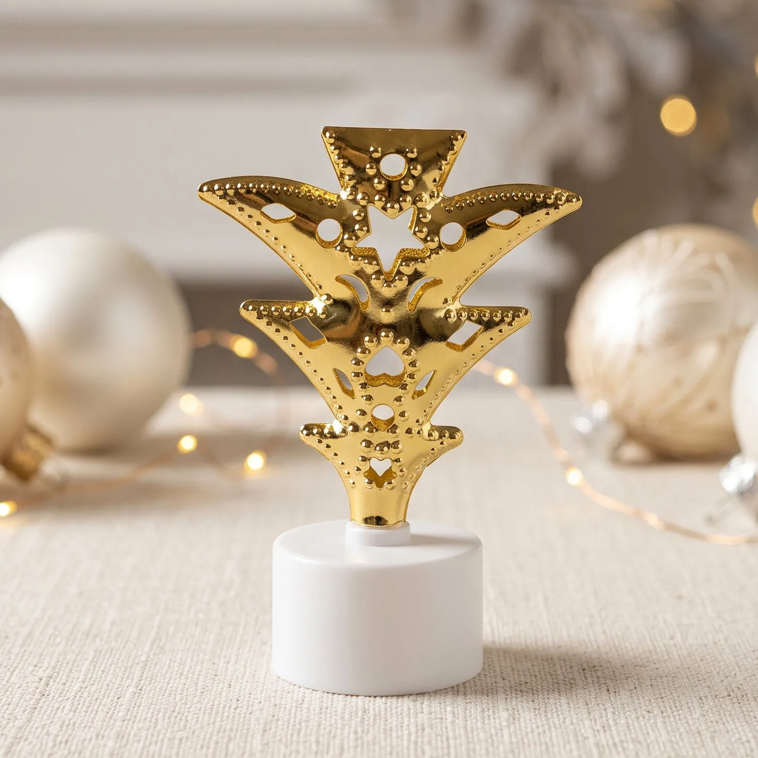 Golden Christmas Tree LED Tealight Candles for Home and Festive Decor (12 Pc Set) - Detailed Feature View 3