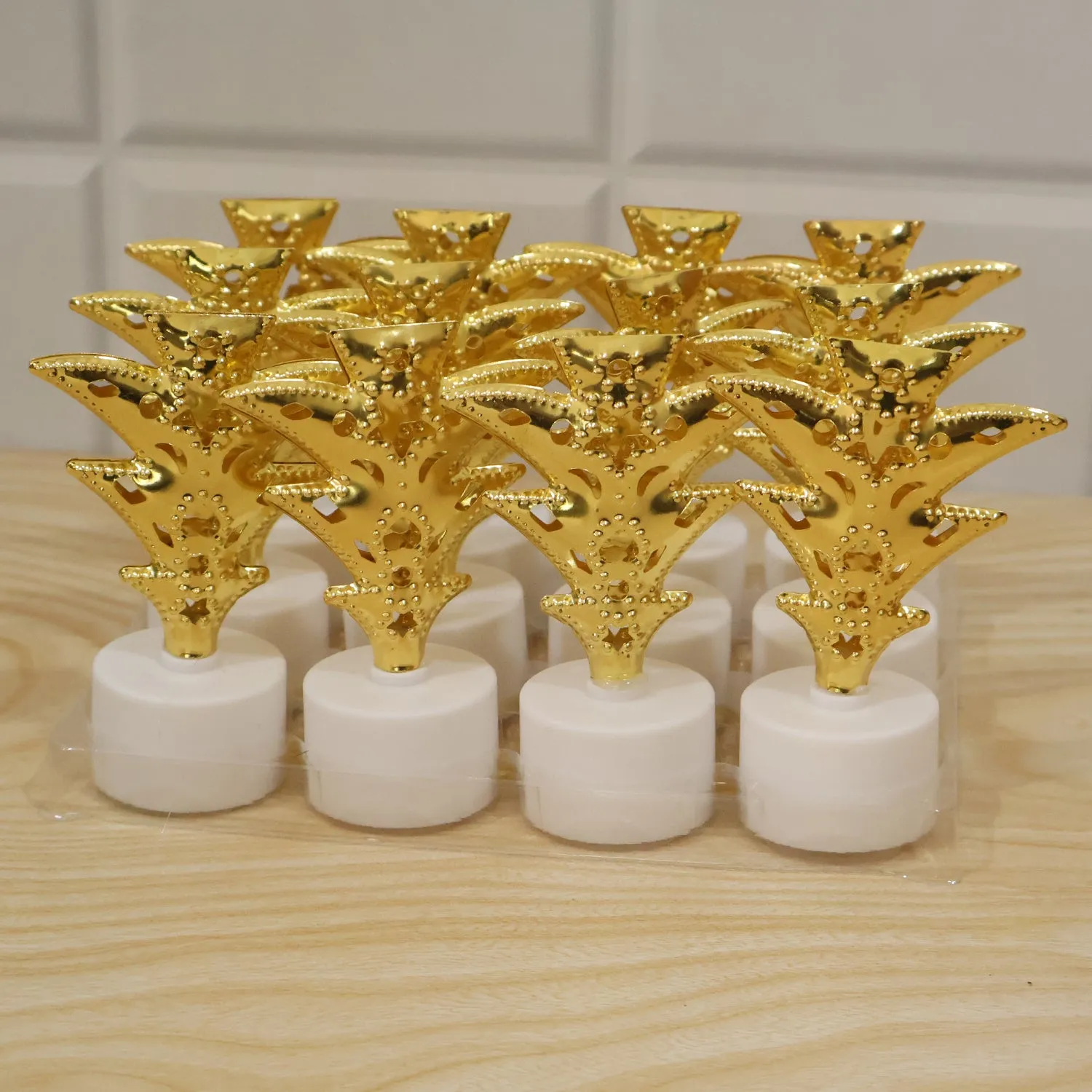 Golden Christmas Tree LED Tealight Candles for Home and Festive Decor (12 Pc Set) - Detailed Feature View 8