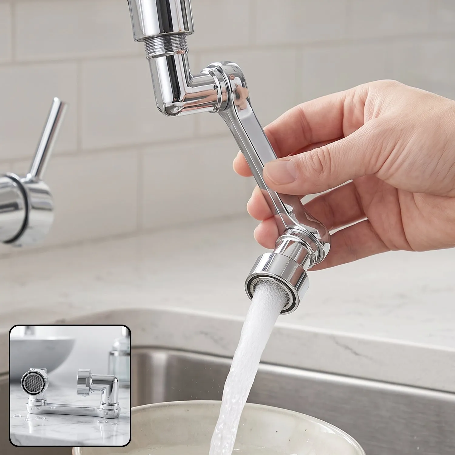 Premium Flexible Faucet Head Extender with Rotating Water Flow for Kitchen Sink (1 Set) - Buy Online at Alikart