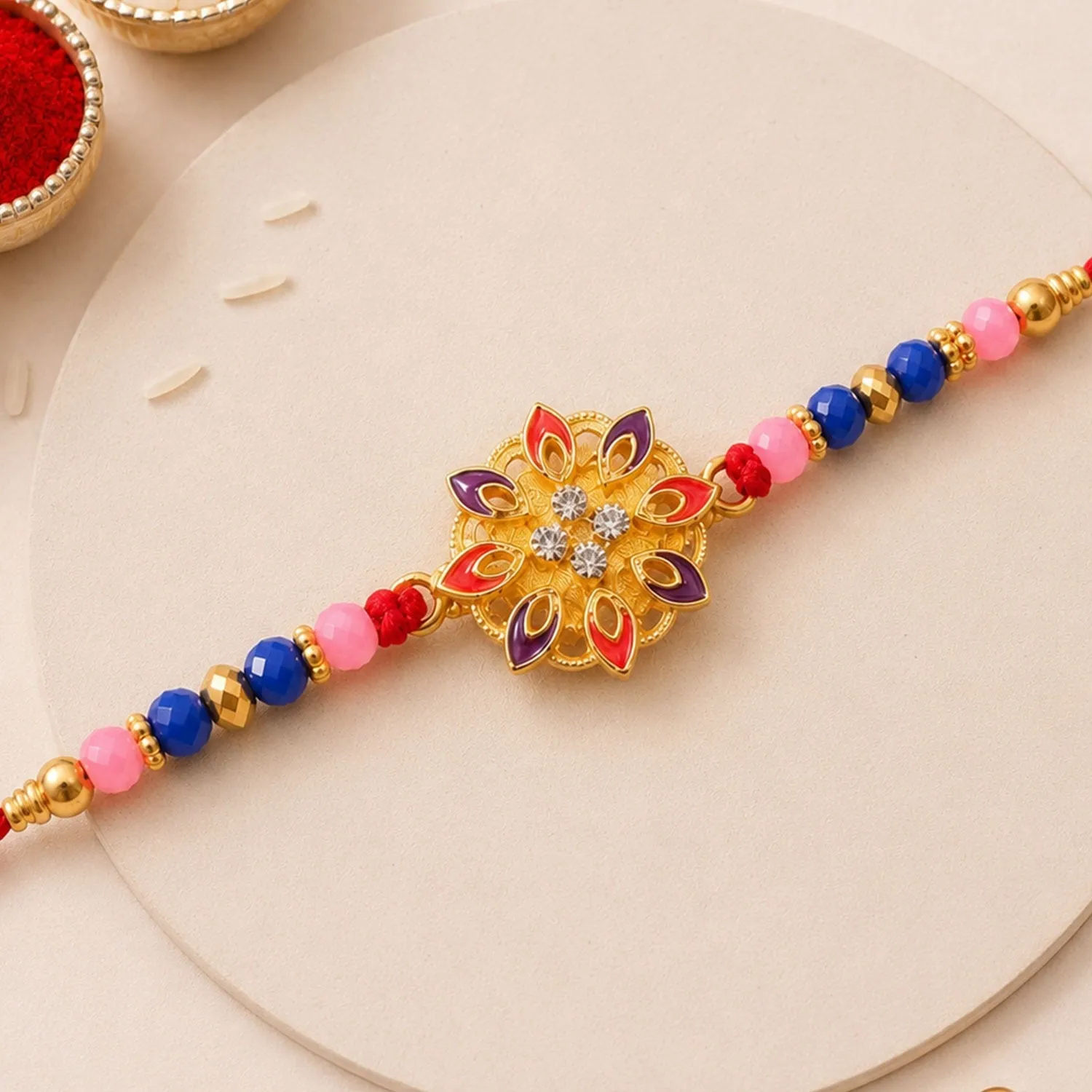 Premium Floral Rakhi – Beautiful Beaded Gift for Brothers - Buy Online at Alikart
