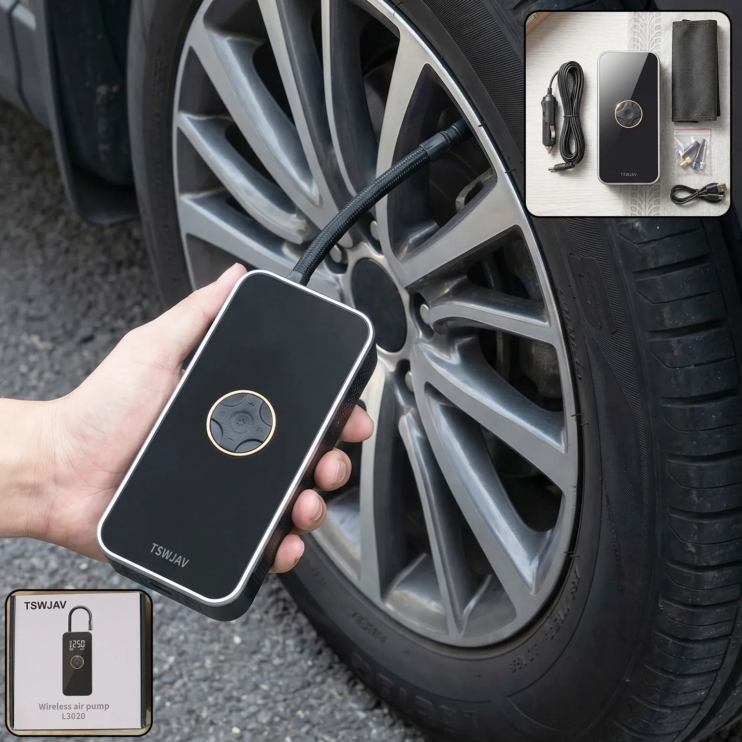 Premium Portable Electric Car Tyre Pump – Wireless & Rechargeable for Easy Inflation - Buy Online at Alikart