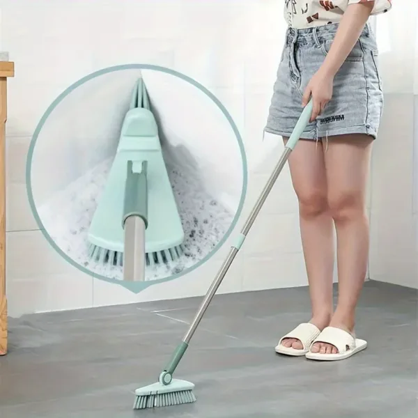 Long Handle Triangular Rigid Hair Brush – Bathroom Tile & Toilet Floor Cleaning Brush
